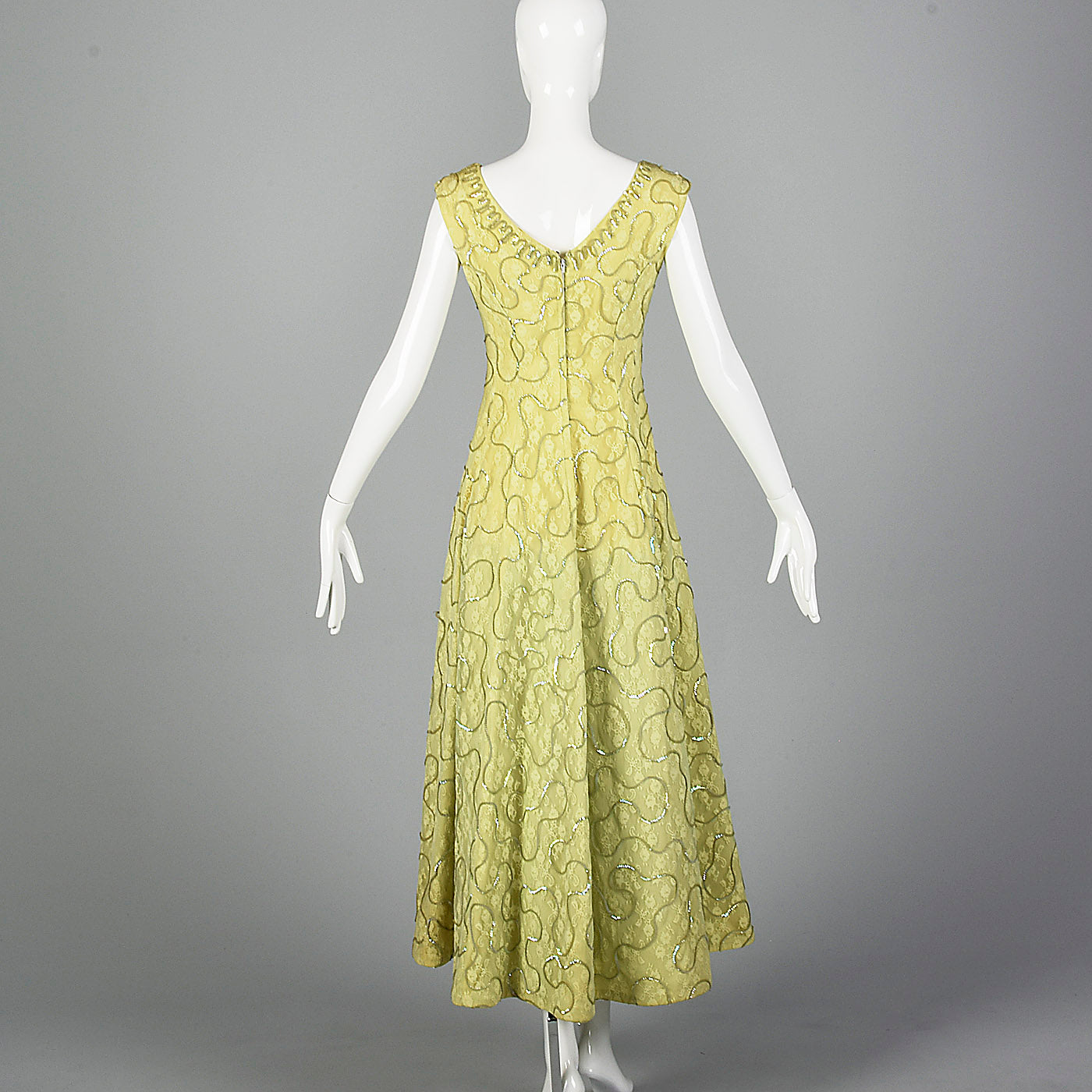 1960s Green Lace Overlay Dress with Sequins