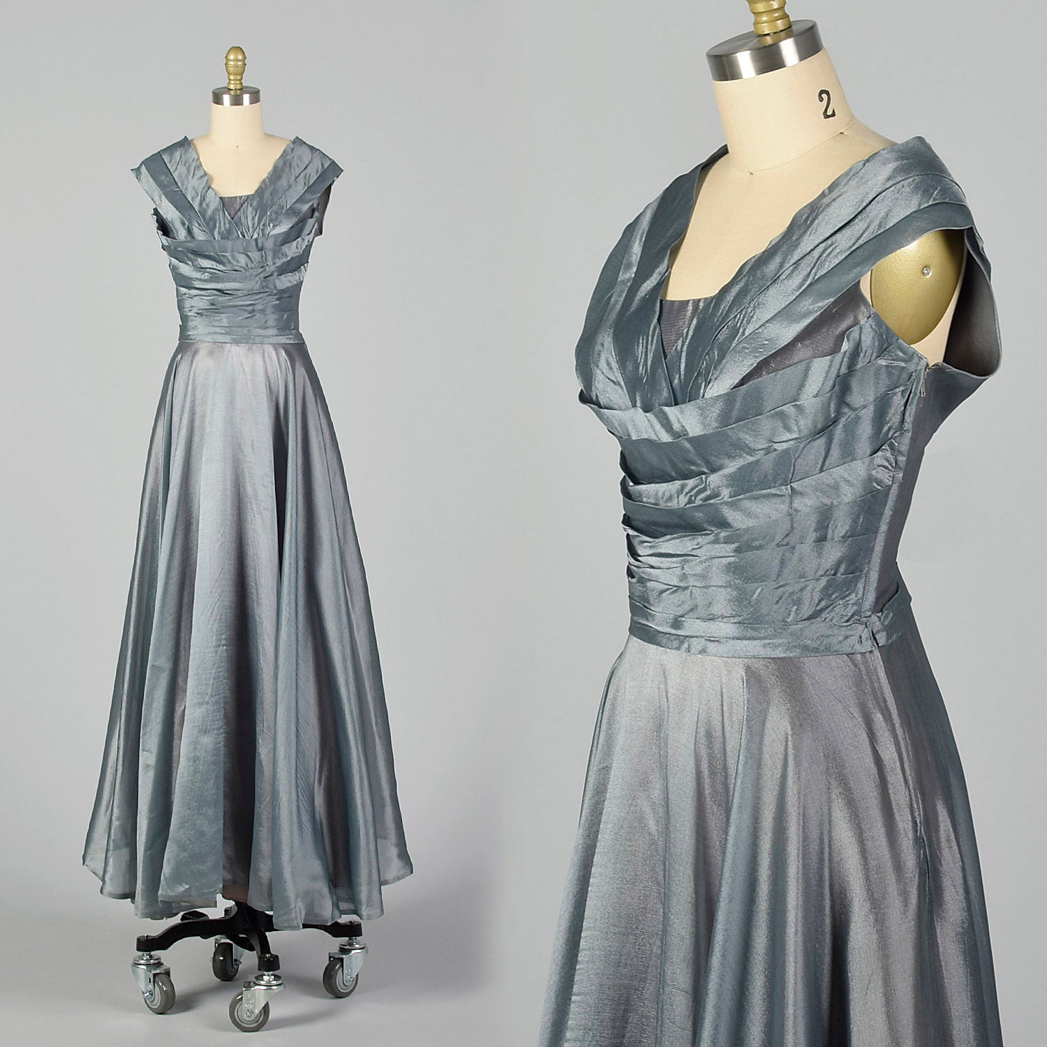 Medium 1950s Blue Long Formal Gown