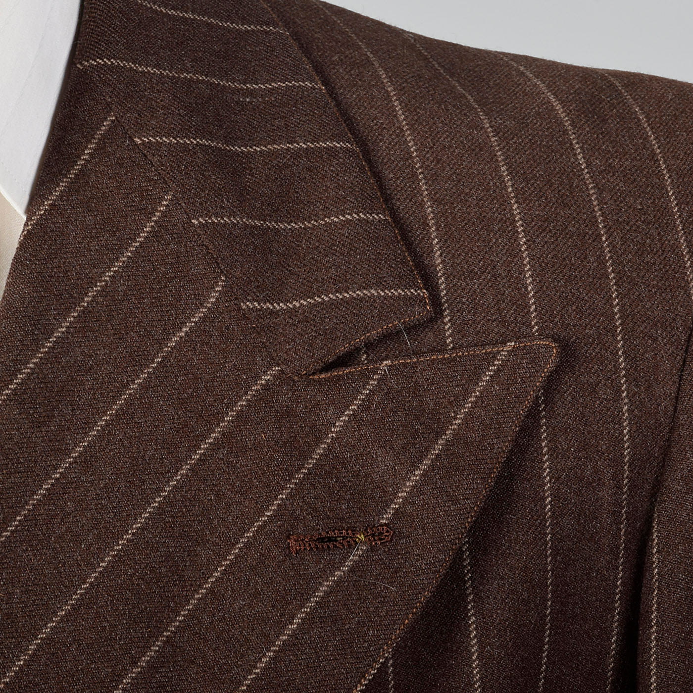 1940s Mens Brown Striped Jacket with Double Breasted Front