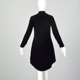 1960s Space Age Mod Black Velvet Mini Dress Attributed to Pierre Cardin