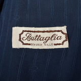 Large Battaglia 1980s Rockabilly Navy Leather Jacket