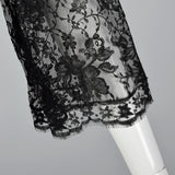 1960s Deadstock Black Floral Lace Top