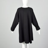 Arlette Nastat Black Oversized 1980s Knit Cardigan Dress