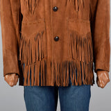 1970s Mens Brown Leather Fringe Jacket