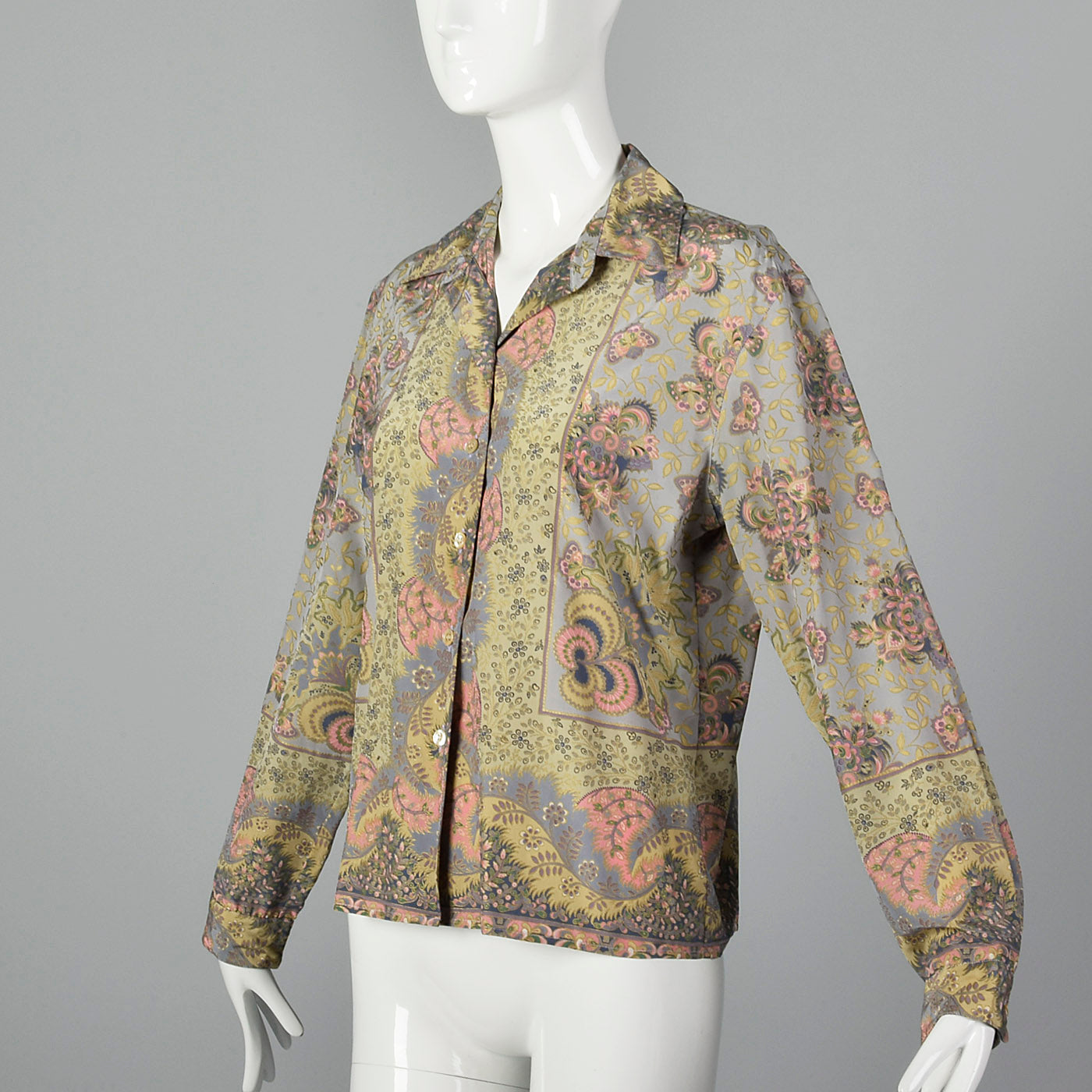 1970s Byblos Floral Silk Blouse