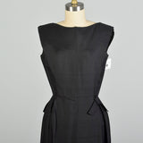 XS 1950s Sleeveless Black Silk LBD Cocktail Dress