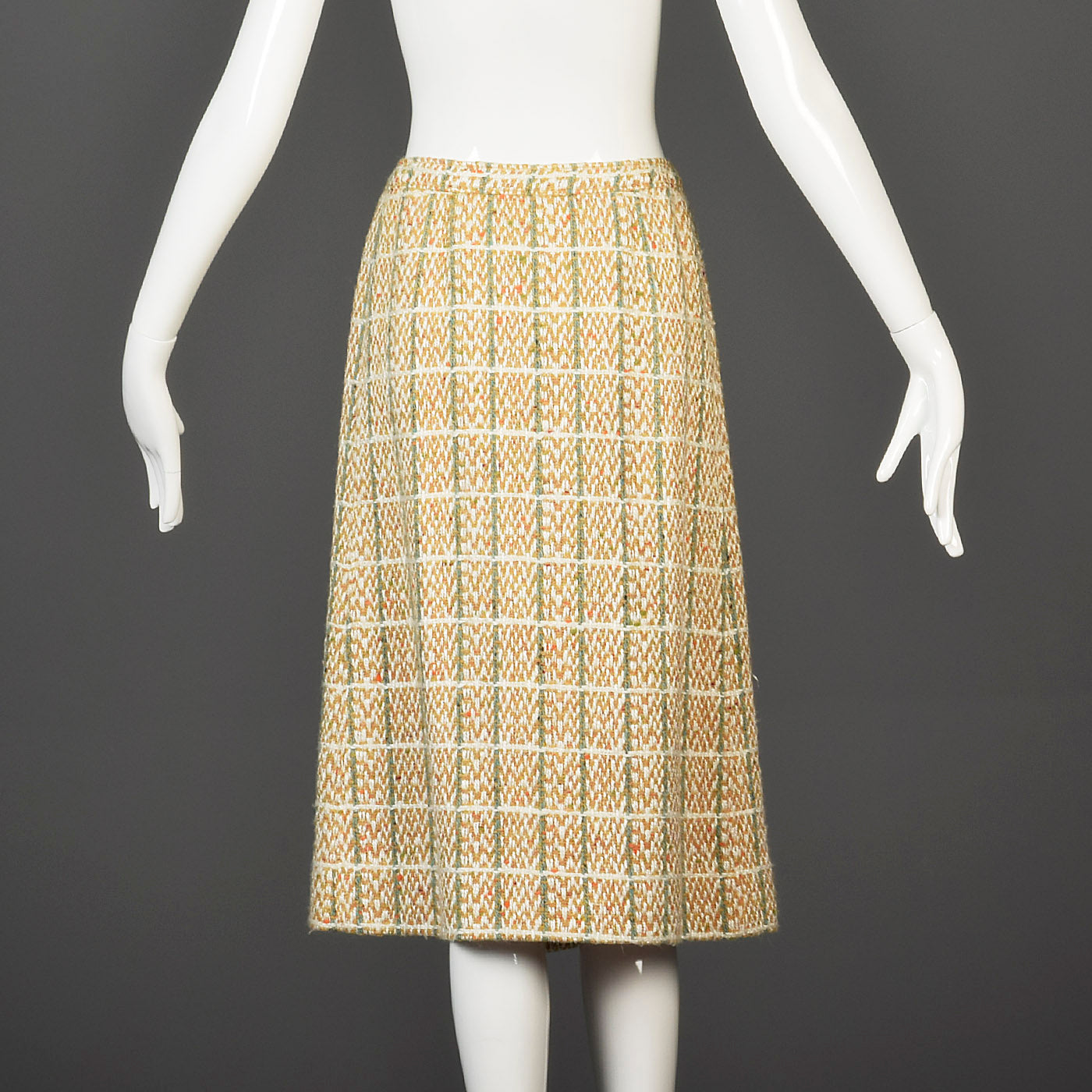 1960s Courreges Plaid Tweed A-Line Skirt