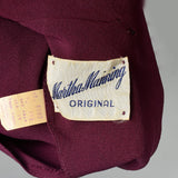 Medium 1950s Dress Plum Rayon Short Sleeve Casual Pin-Tuck Dress