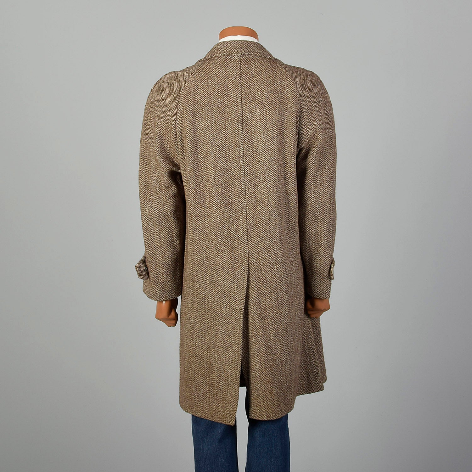 41 Medium 1950s Mens Brown Wool Tweed Coat