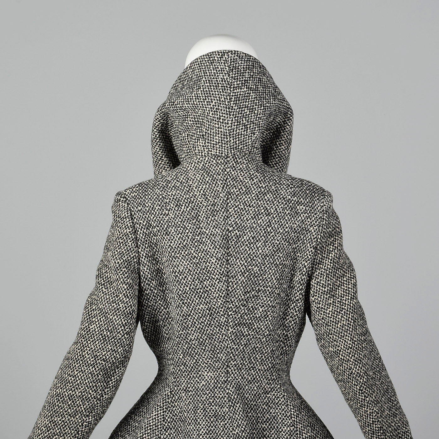 1950s Wool Tweed Skirt Suit with Sculptable Portrait Collar