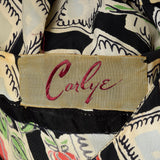 XS 1940s Novelty Print Rayon Dress