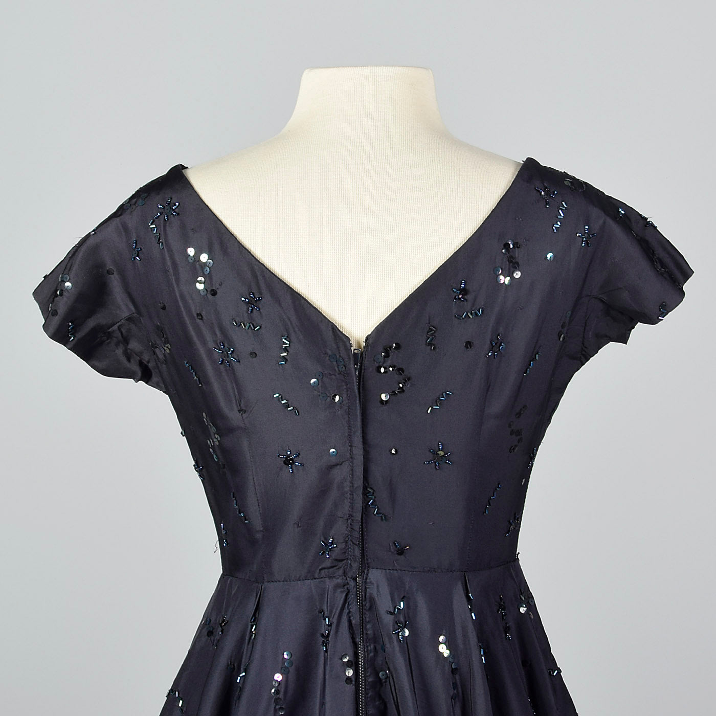 1950s Navy Party Dress with Bubble Skirt