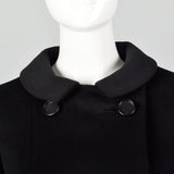 XS 1960s Black Peat Coat with Peter Pan Collar