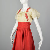 1930s Mesh and Pink Taffeta Gown