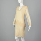 1990s Cream Beaded Dress