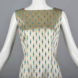 1960s Elegant Silver Shift Dress with Low Back