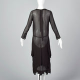 1920s Sheer Black Dress with Layered Skirt