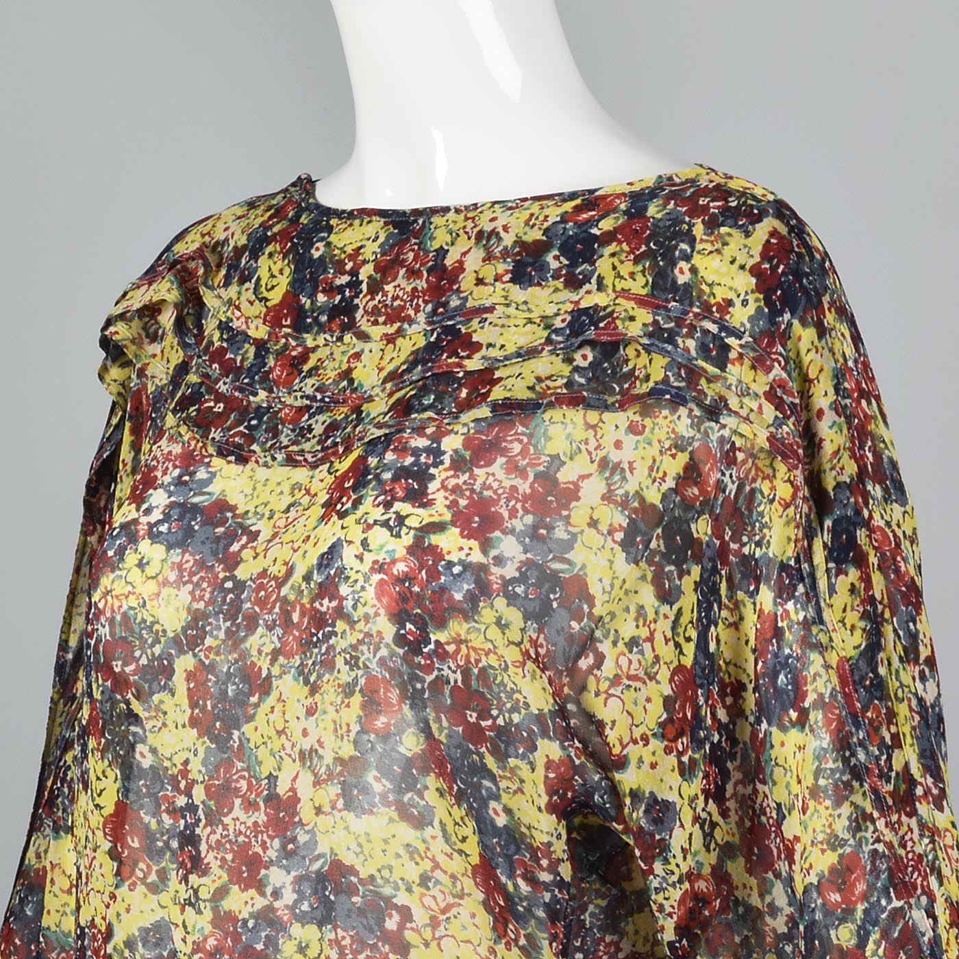 1980s Gianni Versace Sheer Bohemian Silk Blouse