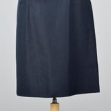 1950s Navy Blue Silk Dress with Mother of Pearl Buttons