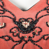 1930s Black Halter Dress with Pink Velvet Neckline