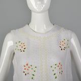 1960s White Shift Dress with Mosaic Beading