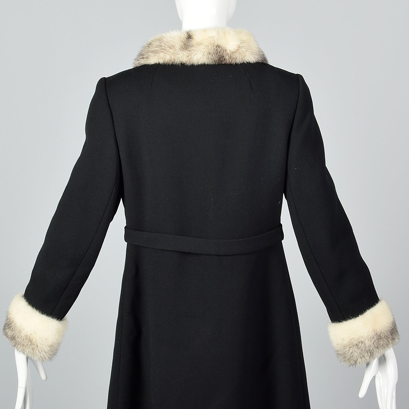 1960s Black Wool Coat with Cross Mink Trim