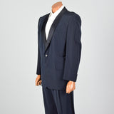 45L 1950s Navy Black Silk Shawl Collar Mens Tuxedo Single Button
