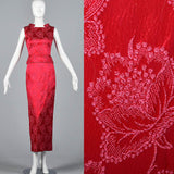 1960s Dark Pink Floral Top and Skirt Set