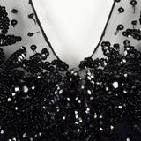 1930s Black Dress with Sequin and Mesh Detail