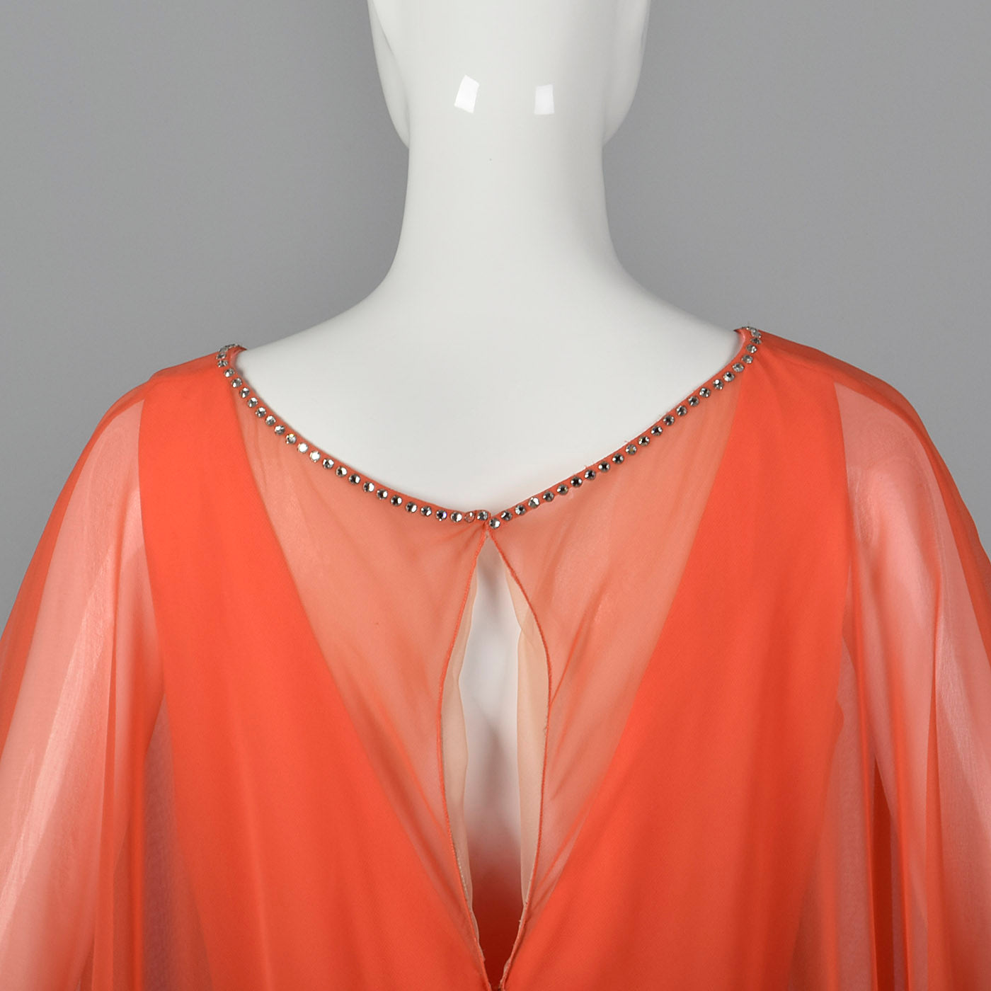 1970s Estevez Evening Dress with Float Cape Shoulders