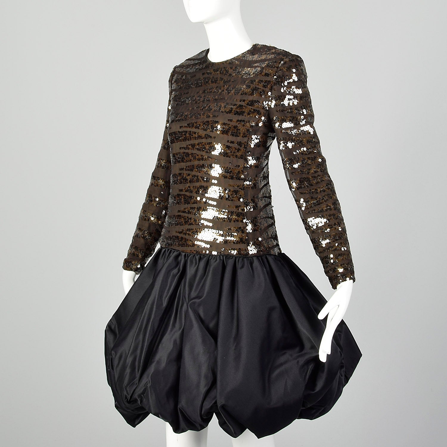 Small 1980s Tracy Mills Sequin Bubble Skirt Dress