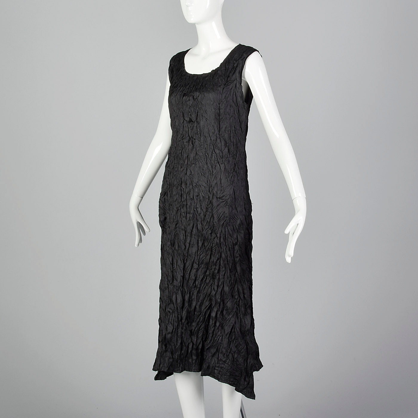 1990s Issey Miyake Black Textured Dress