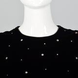1980s Bill Blass Black Evening Dress with Rhinestones