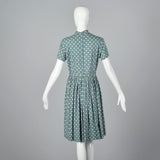 1950s Blue Polka Dot Day Dress