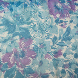 1960s Sheer Blue Floral Print Dress