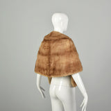 OSFM 1950s Caramel Mink Wrap Winter Stole Shawl Collar Cape Real Fur