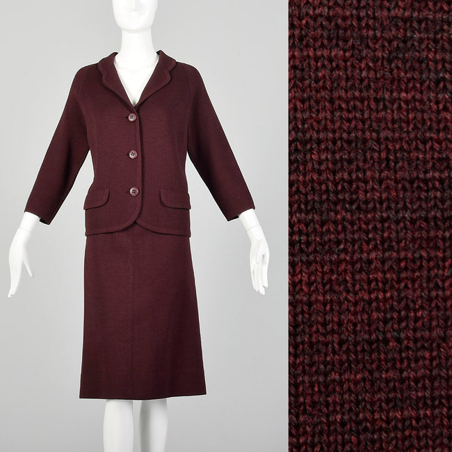 Large 1960s Dark Red Skirt Suit