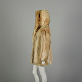 Medium 1980s Coat Real Coyote Fur Tan Hooded Winter Jacket