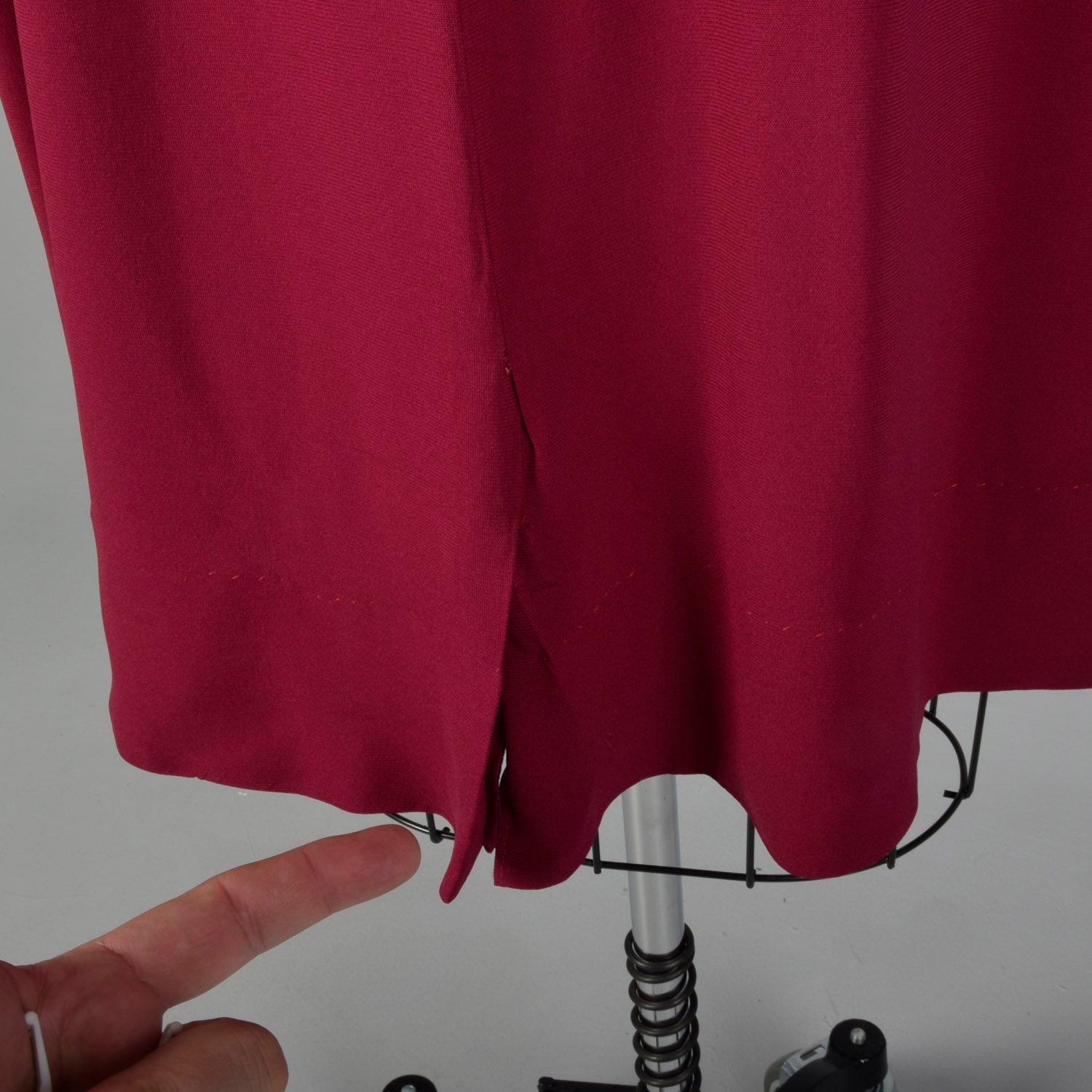 XL 1950s Magenta Dress with Piping Detail