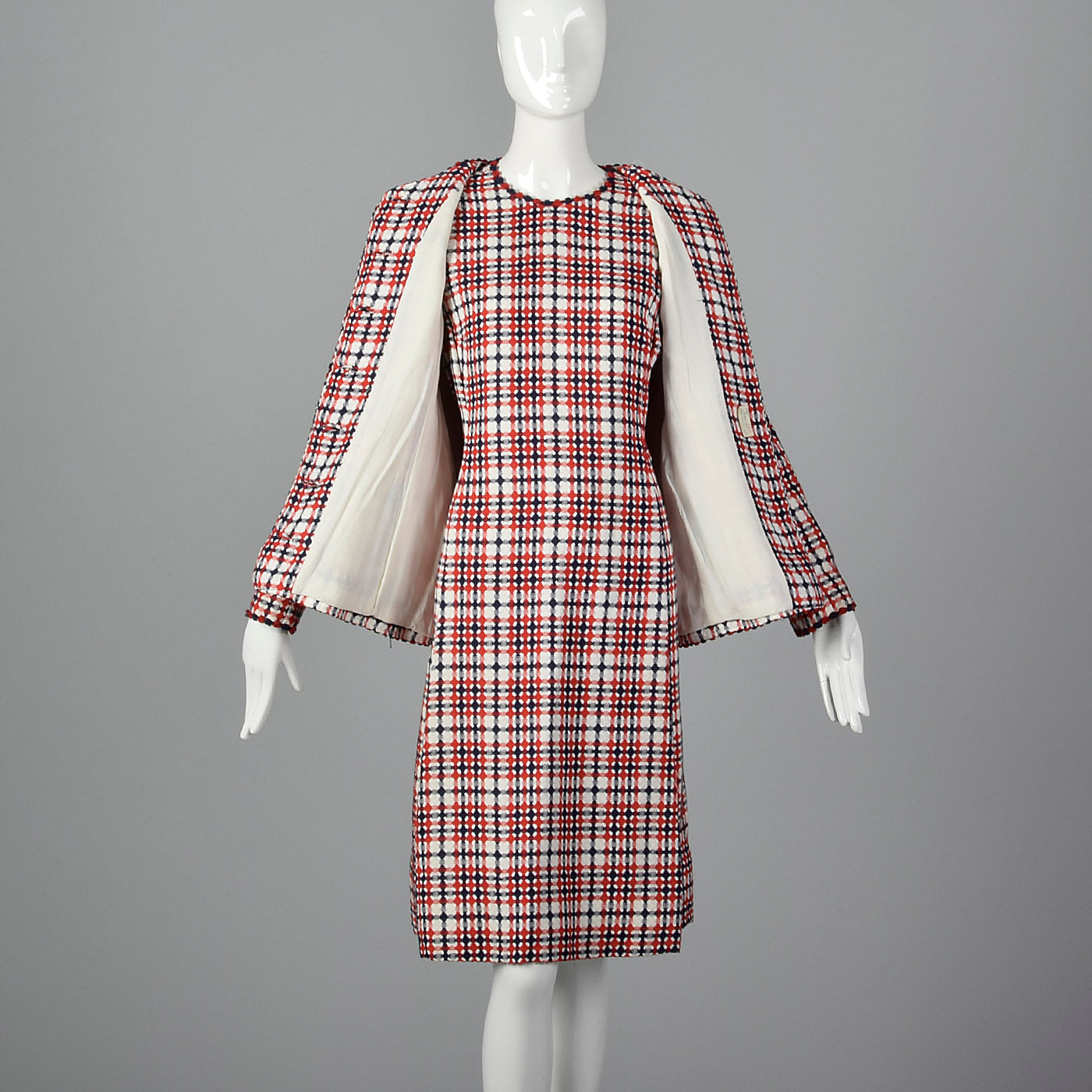 1960s Dress Set in Red and Navy Plaid