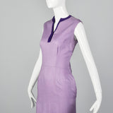 1960s Sleeveless Purple Dress with Fitted Waist