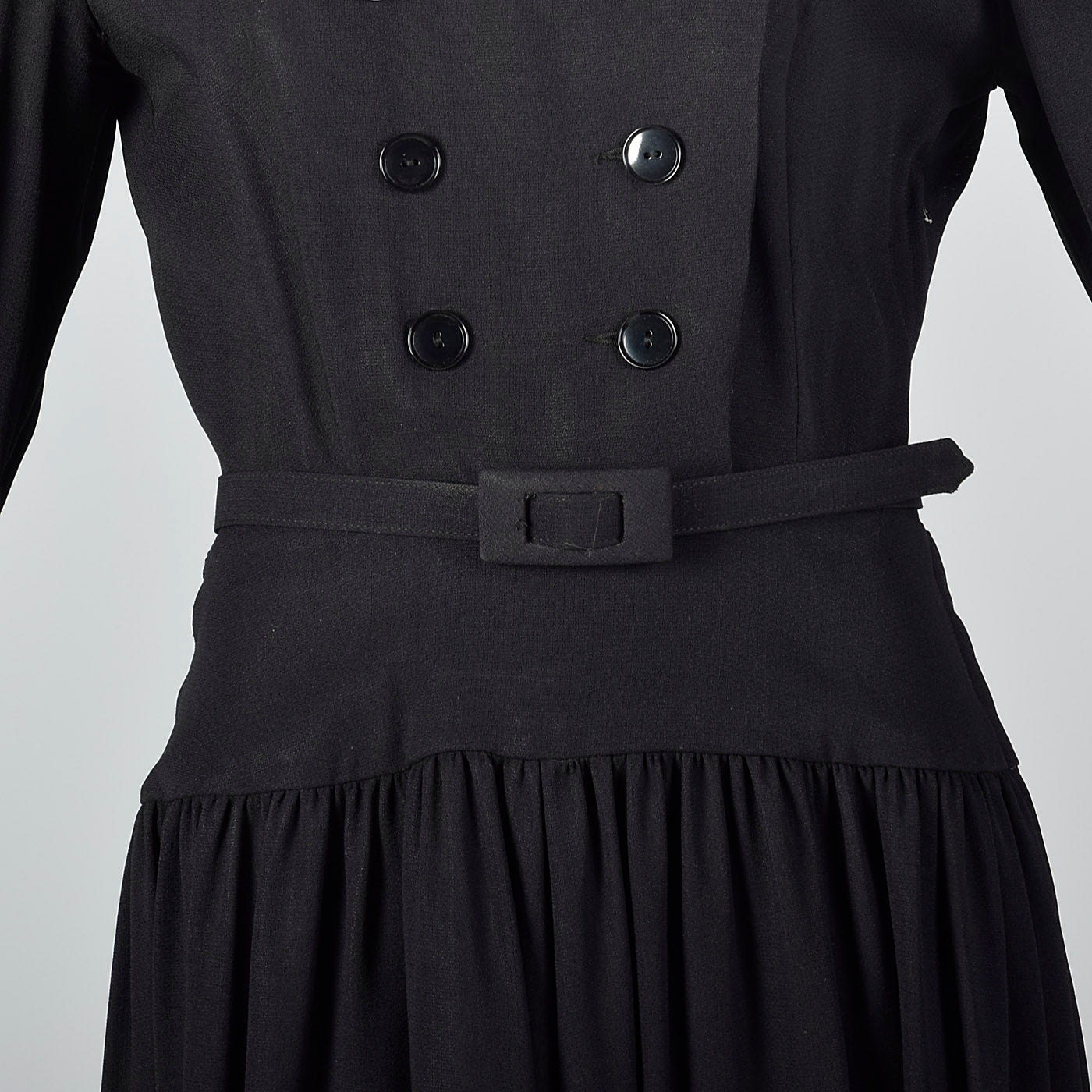 Small 1950s Black Drop Waist Dress