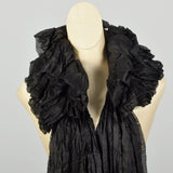 OSFM 1880s Victorian Black Chiffon Neck Ruffle Scarf Lappet Collar Ruff