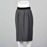 1990s Louis Feraud Gray Wool Pencil Skirt