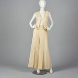 1970s Cream Wool Vest with Palazzo Pants