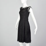 1950s Black Lace Cocktail Dress
