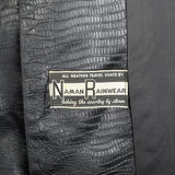 OSFM 1970s Black Animal Print Cape Goth Cloak Attached Neck Tie Vegan Leather