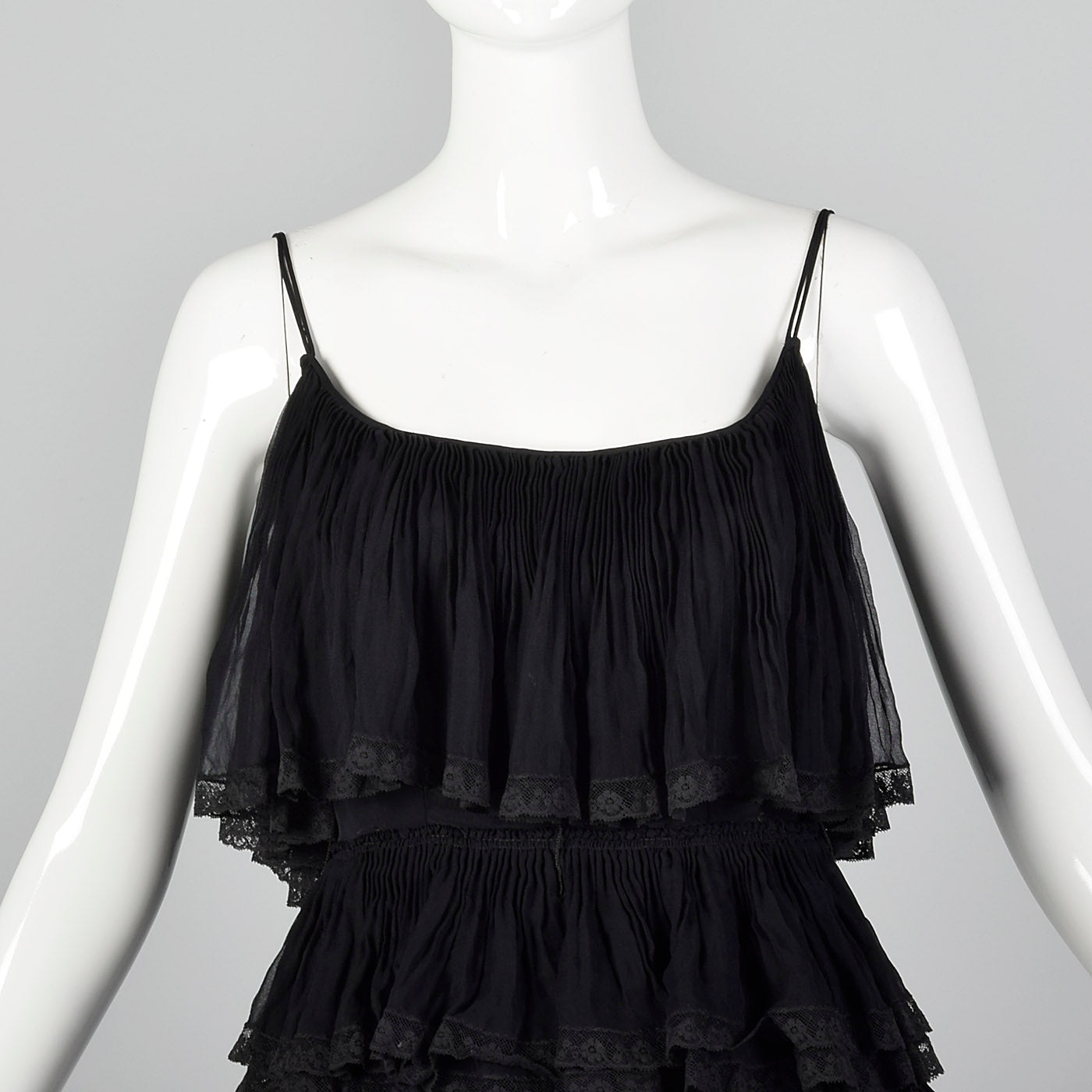 1960s Black Ruffle Dress