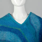 1970s Blue Striped Poncho