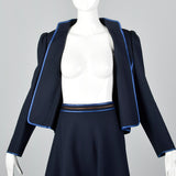 1980s Louis Feraud Blue Skirt with Matching Open Jacket